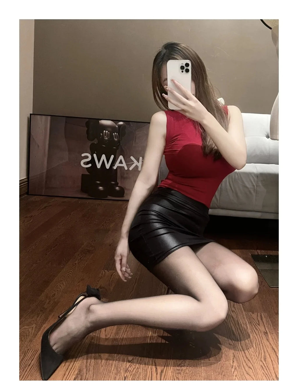 Leather Short High Waist Skirt