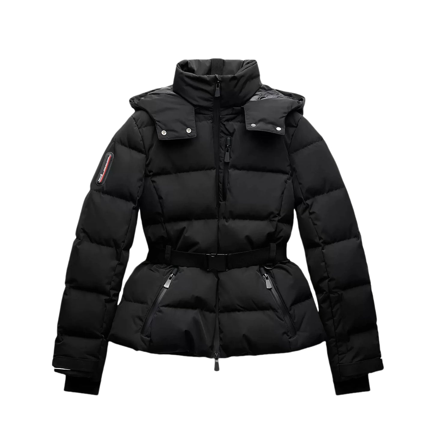 women's fashion waist with belt hooded down cotton jacket