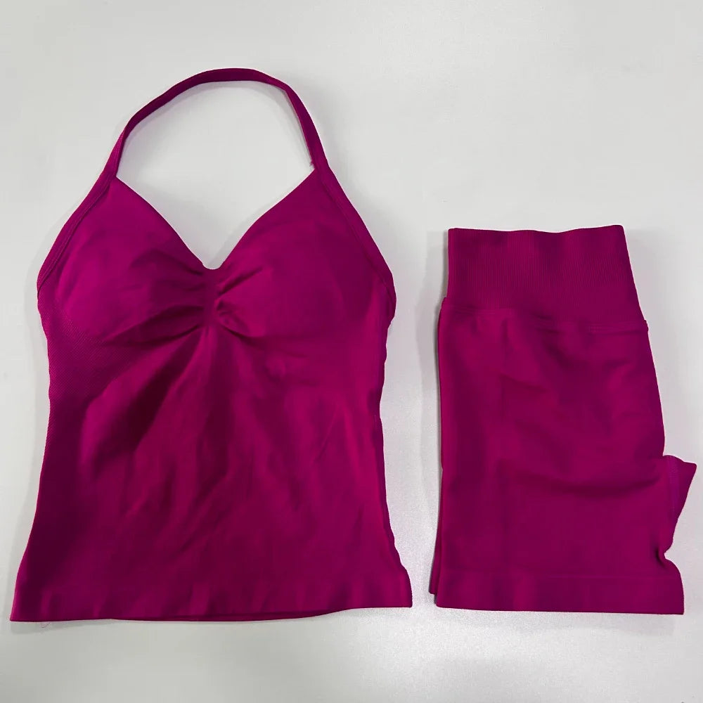Women Backless Tank Top Workout Sets