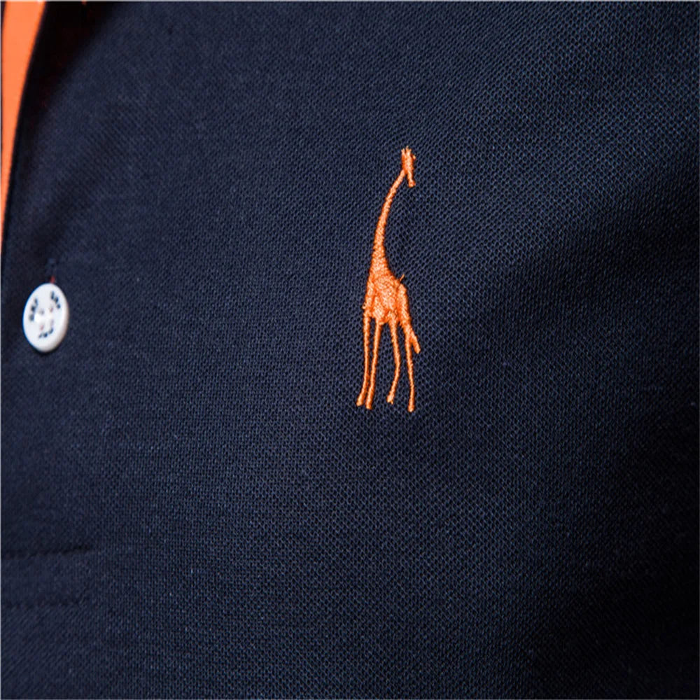Polo Giraffe Shirt Men Quality Short Sleeve Polo Casual Business