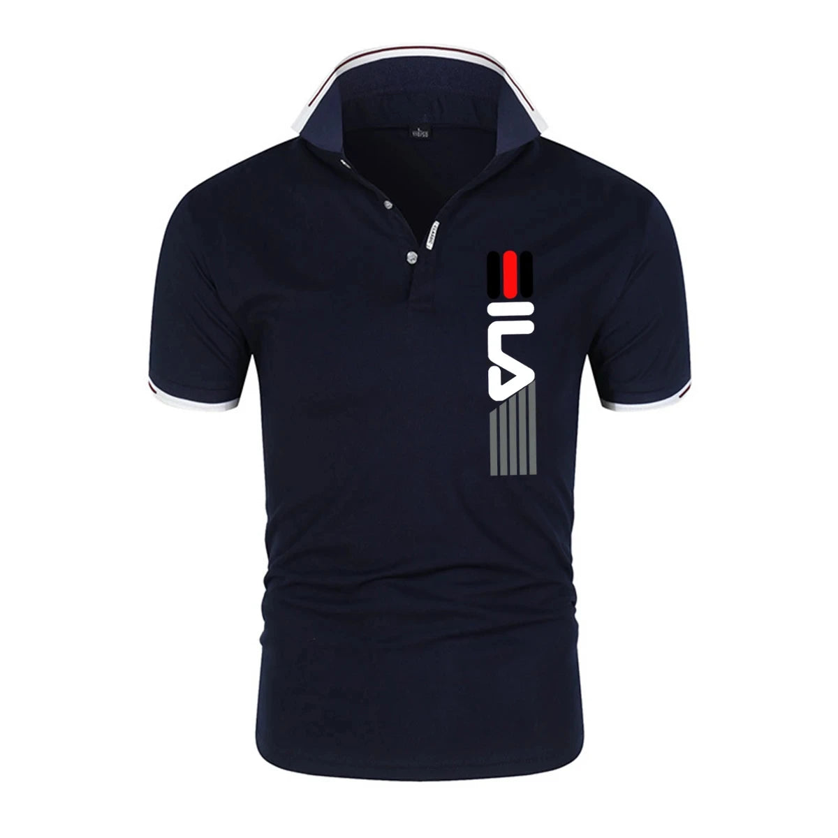New Men's Lapel Polo Shirt printing  Short Sleeve Casual