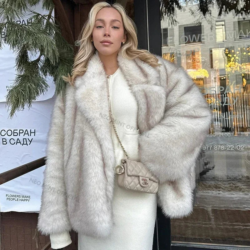 Coat Women Thick Warm Outerwear Fluffy Jacket