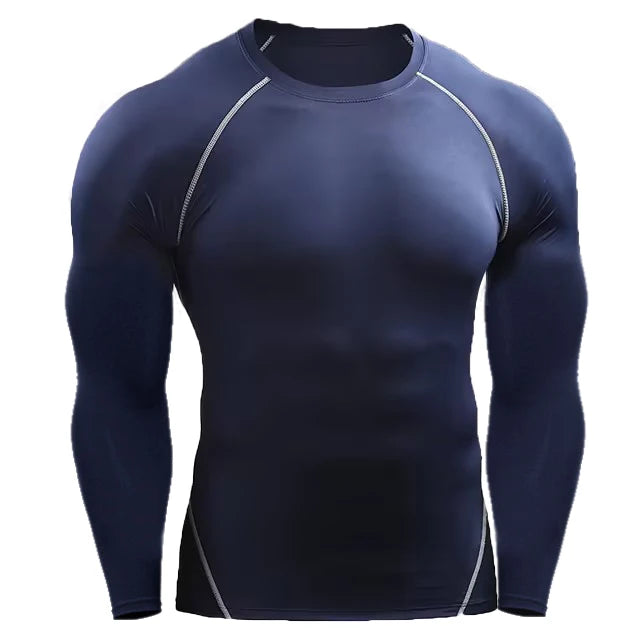 Long Sleeve T Shirt Men Elastic T-shirt Gym Fitness Workout Tights
