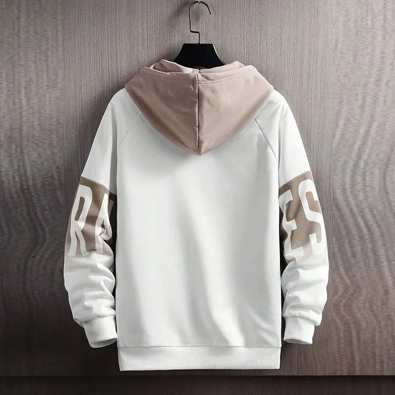 New Casual And Versatile Contrast Monogram Print Long Sleeve Hooded Sweatshirt