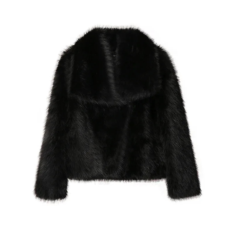 New Fashion Gradient Fluffy Fur Coat Women