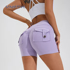 Yoga Shorts for Women Pocket Scrunched Butt Gym Leggings