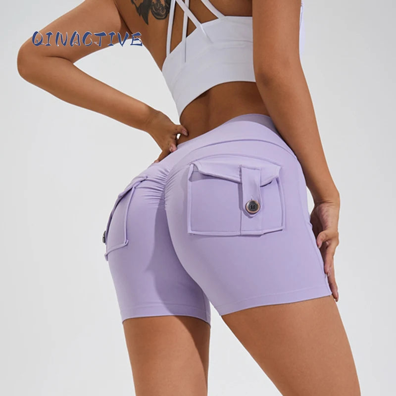 Yoga Shorts for Women Pocket Scrunched Butt Gym Leggings