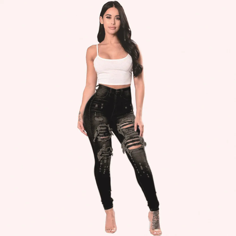High Waist Ripped Jeans For Women Fashion