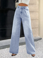 new women's cross-border European and American style light blue jeans women's straight pants