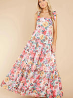 Long Dresses For Women Summer Sexy Floral Backless Ruffle Dress