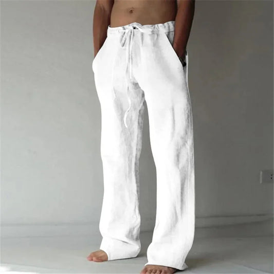 New Men's Cotton Linen Pants Fitness Streetwear