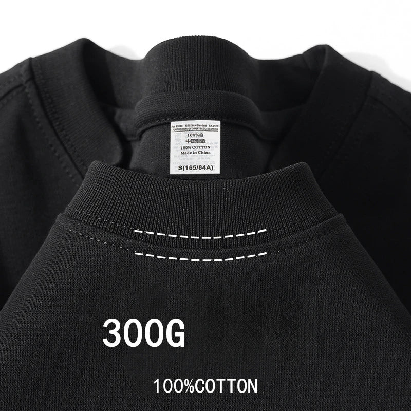 Heavyweight Cotton Short Sleeved T-shirt Summer Round Neck Loose and Base Shirt for Men Women