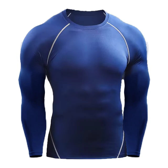 Long Sleeve T Shirt Men Elastic T-shirt Gym Fitness Workout Tights