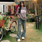 American Retro Hole-punched Jeans Women High Waist