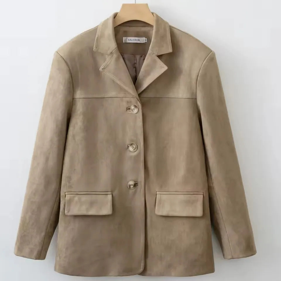 Winter New Women Fashion Suede Basic Jacket Basic Blazer