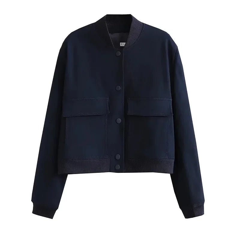 Bomber Jacket Baseball Aviator Jackets for Women Long Sleeve Crop Outerwear