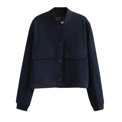 Bomber Jacket Baseball Aviator Jackets for Women Long Sleeve Crop Outerwear