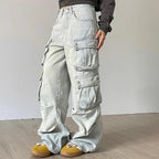 New Ladies Cargo Jeans American Street Style Baggy Cargo Pants