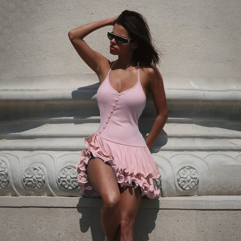 Women's Hem V-Neck Short Dress Party Outfits