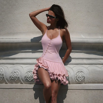 Women's Hem V-Neck Short Dress Party Outfits