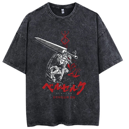 Men Streetwear T-Shirt Retro Vintage Washed T shirt Tops