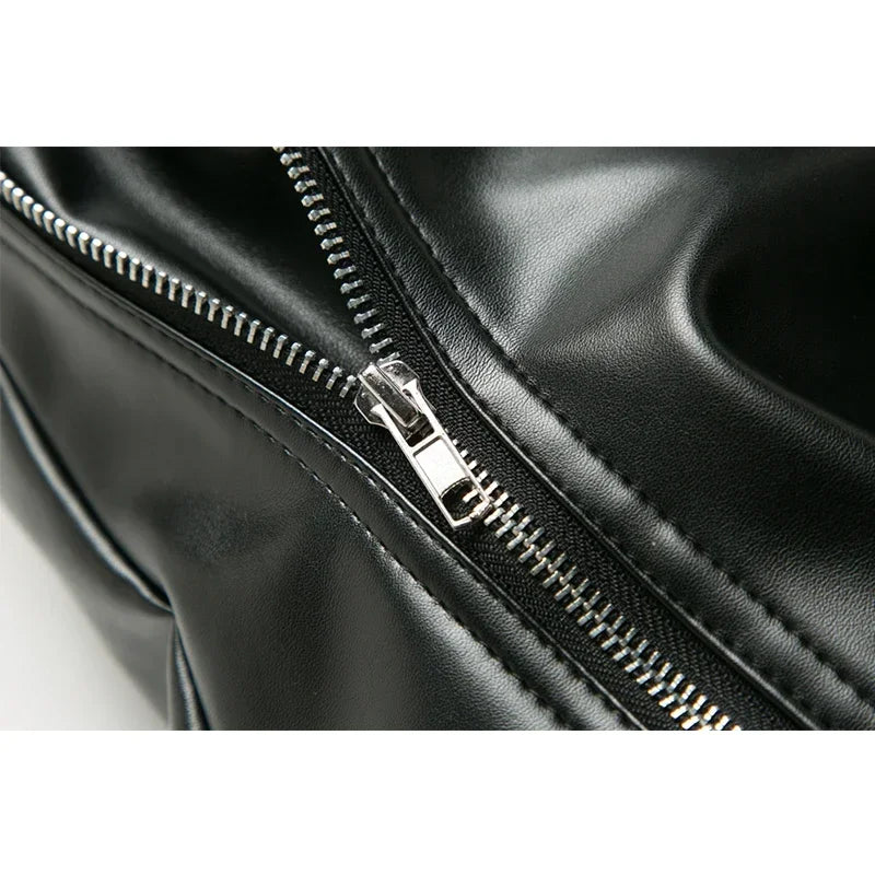 New Winter Men Skinny Leather Pants High Street Fashion Motorcycle Trousers