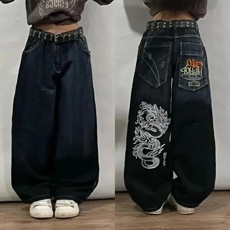 American New Fashion Patch Baggy Casual Jeans For Men And Women