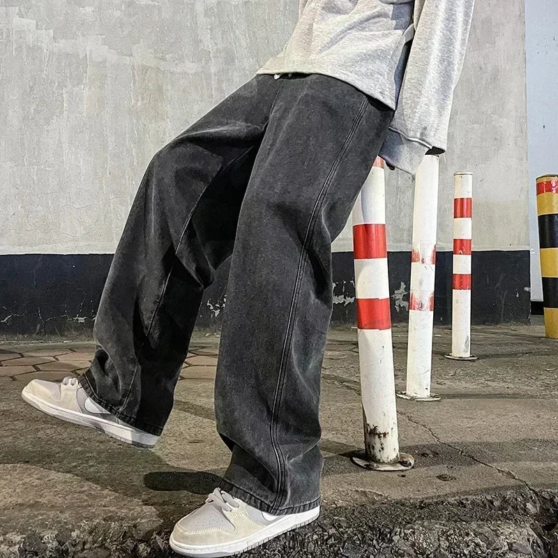 Men Loose Straight Wide Leg Pants