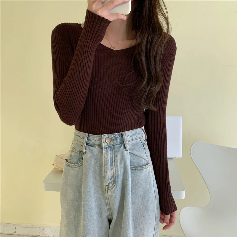 Women Sweaters Casual Long Sleeve Knitted Pullover