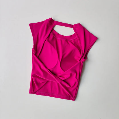 Sculpt & Slay: Backless Yoga Crop Top with Built-in Support