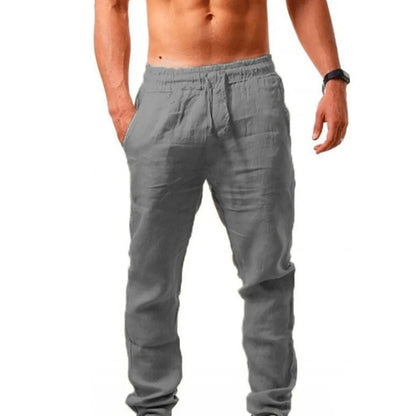 Men's Cotton  Long Pants Summer Solid Color Linen pants