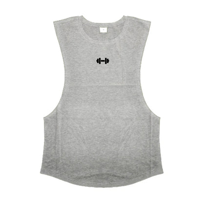 Cotton Breathable Side Slits Tank Tops Mens Bodybuilding Muscle Sleeveless Singlets Workout Shirts