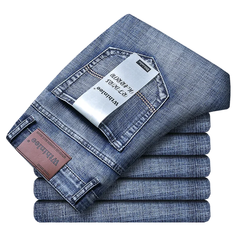 Men's Jeans Casual Straight Fashion Classic Blue Black Work Denim clothing