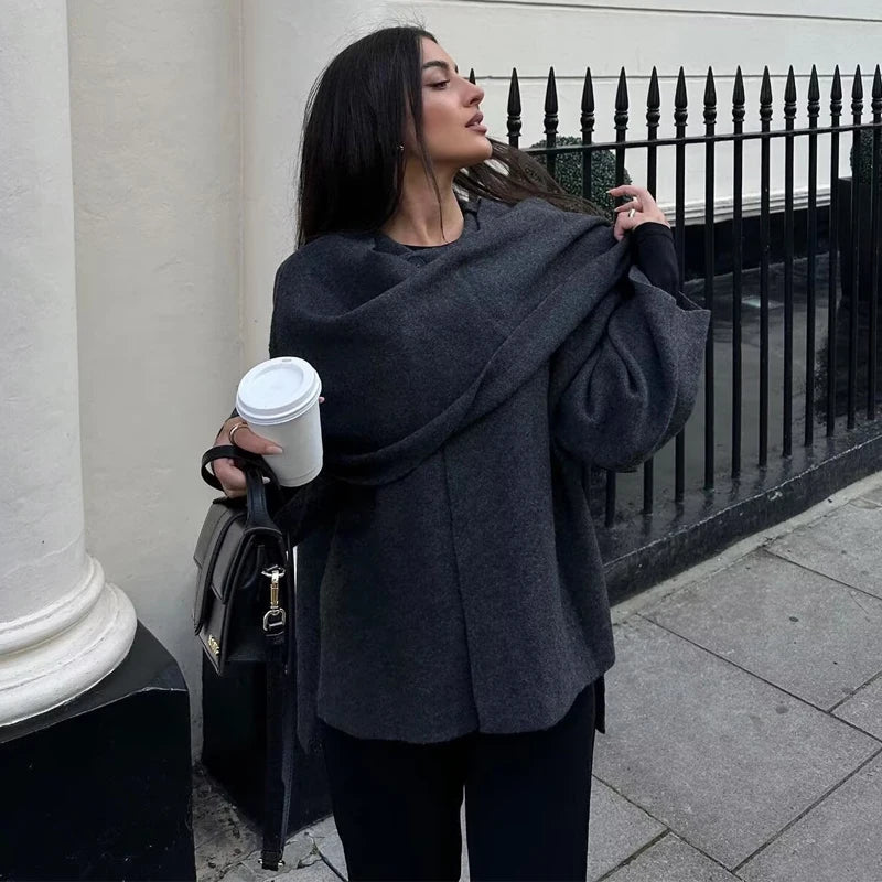 Coats for Women Asymmetric Scarf Demi-season Jacket