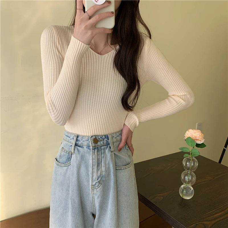Women Sweaters Casual Long Sleeve Knitted Pullover