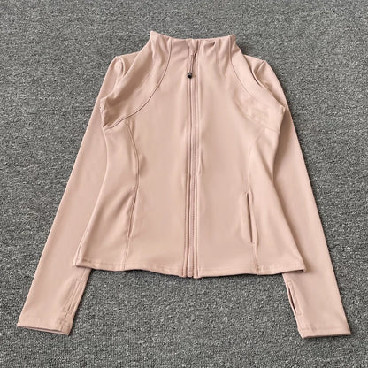 Jacket For Women Slim-Fit Zipper Yoga Wear Long Sleeve Breathable Running