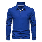New Men's Deer Polo Shirts Solid Color Long Sleeve