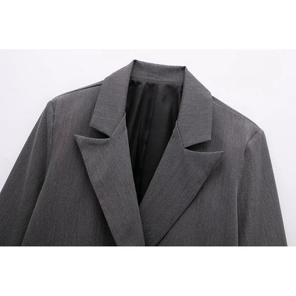 New Women's Solid Color Double breasted Loose Suit Coat for Women