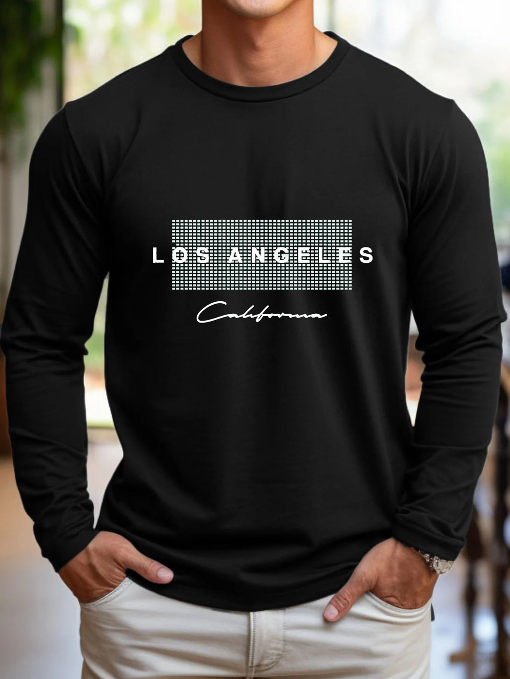 Men's 100% cotton summer loose fit large Los Angeles Graphic printed T-shirt top
