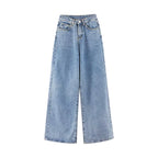 High-waist  Women Jeans Trousers Cotton Material