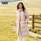 Women Long Length Loose Hooded Coat Simple Down Jacket