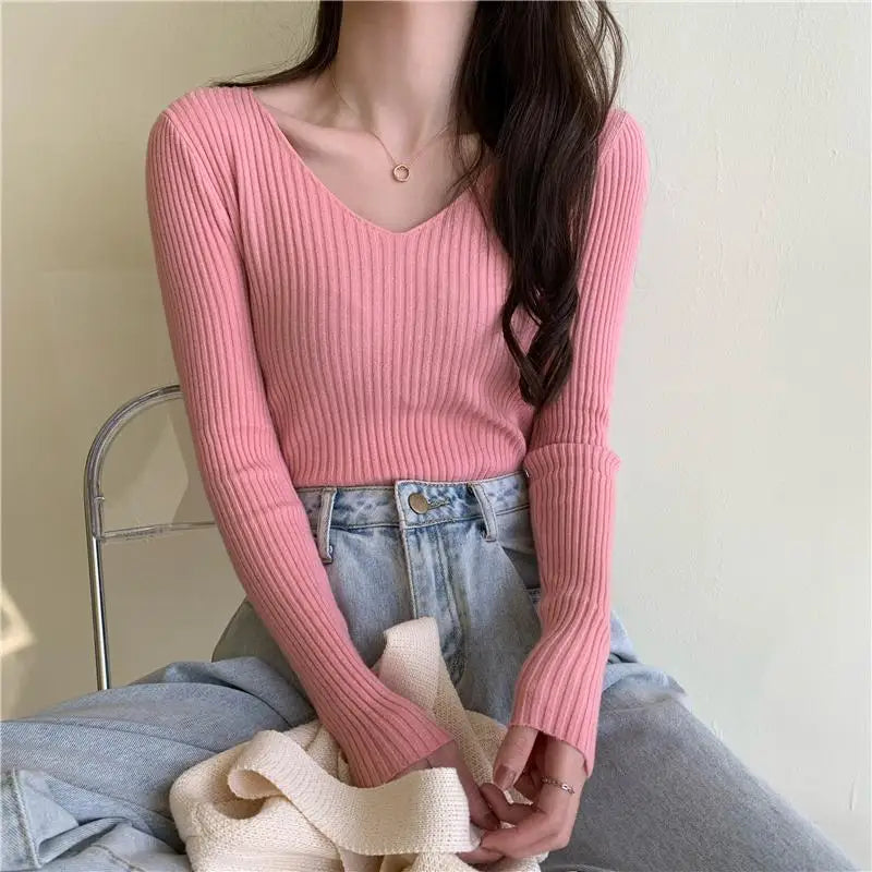 Women Sweaters Casual Long Sleeve Knitted Pullover