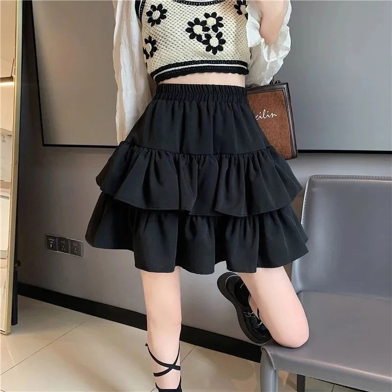Women White Skirt Elastic Waist Summer Dress
