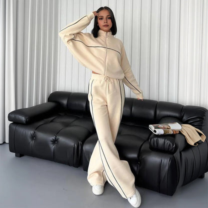 Women Sportwear Half-high Collar Pullover  Baggy Trousers