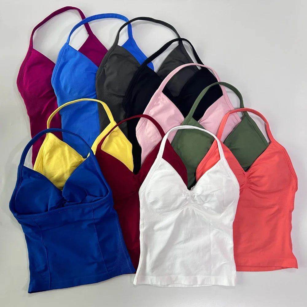 Women Backless Tank Top Workout Sets