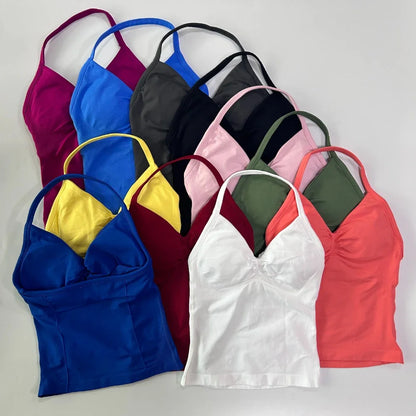 Women Backless Tank Top Workout Sets