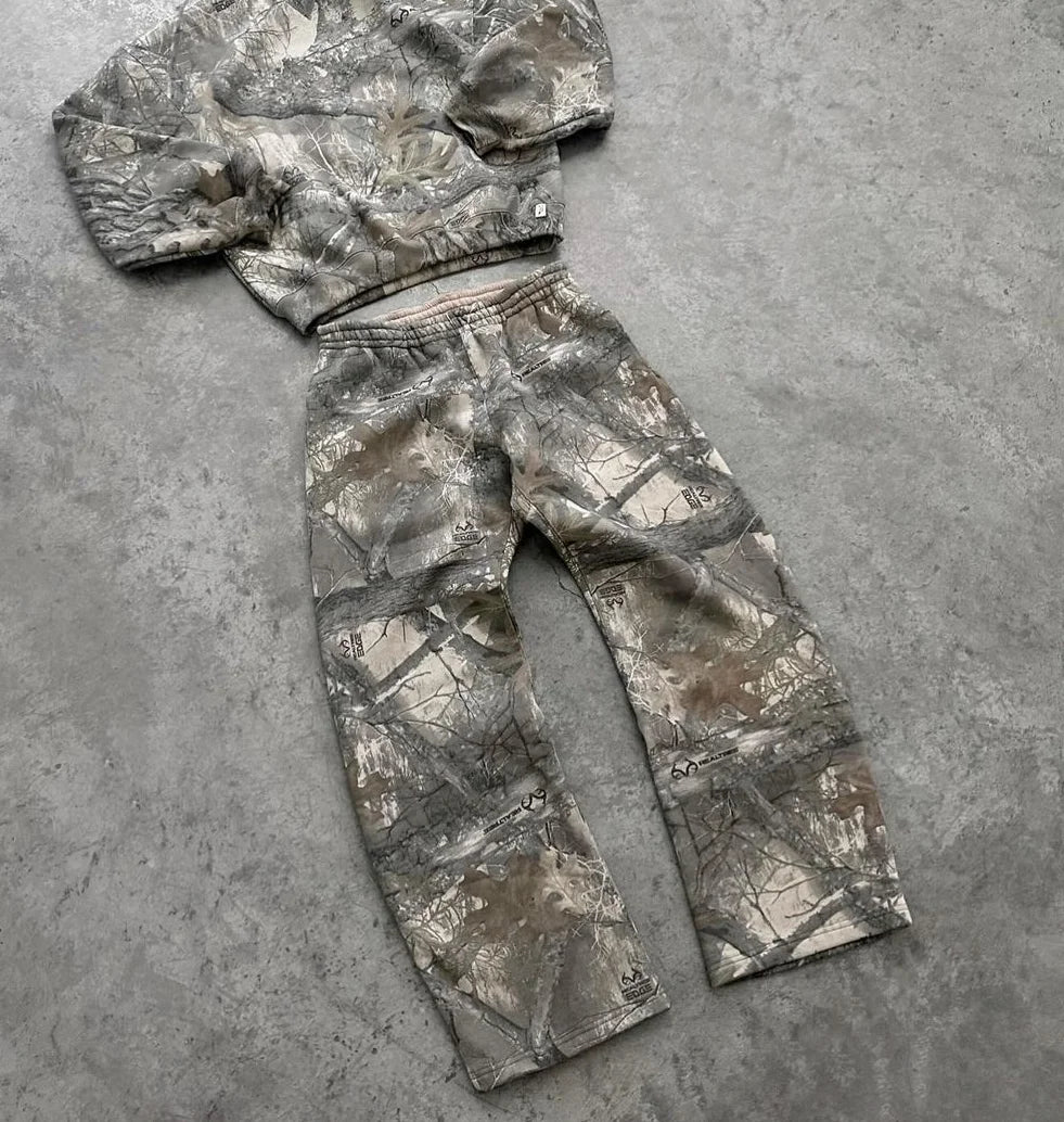 Tracksuit Men New Street Hip Hop Oversized Camo Hoodies