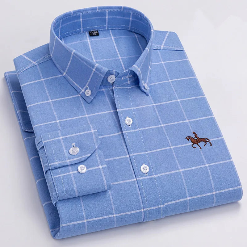 Mens Leisure Embroidered Horse Shirts Streetwear