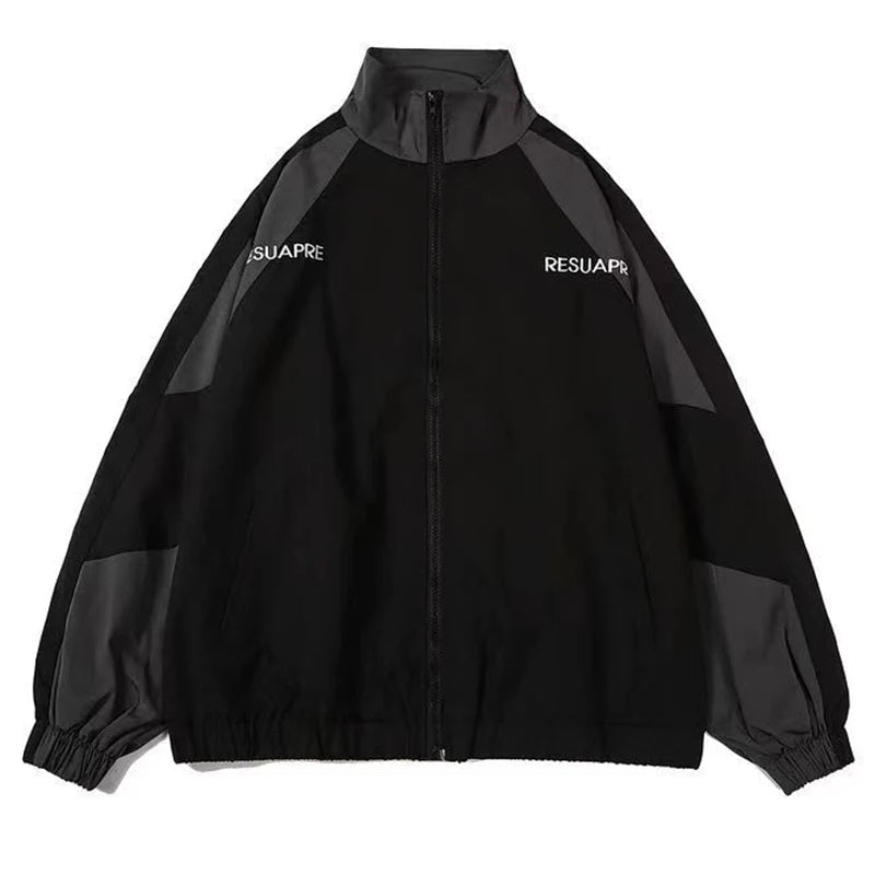 Men Hip Hop Streetwear Coat Zipper Up Jacket