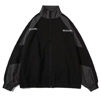 Men Hip Hop Streetwear Coat Zipper Up Jacket